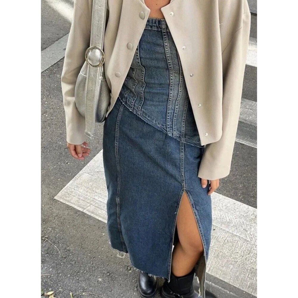 ZARA TRF STRAPLESS DENIM DRESS - Picture 4 of 13